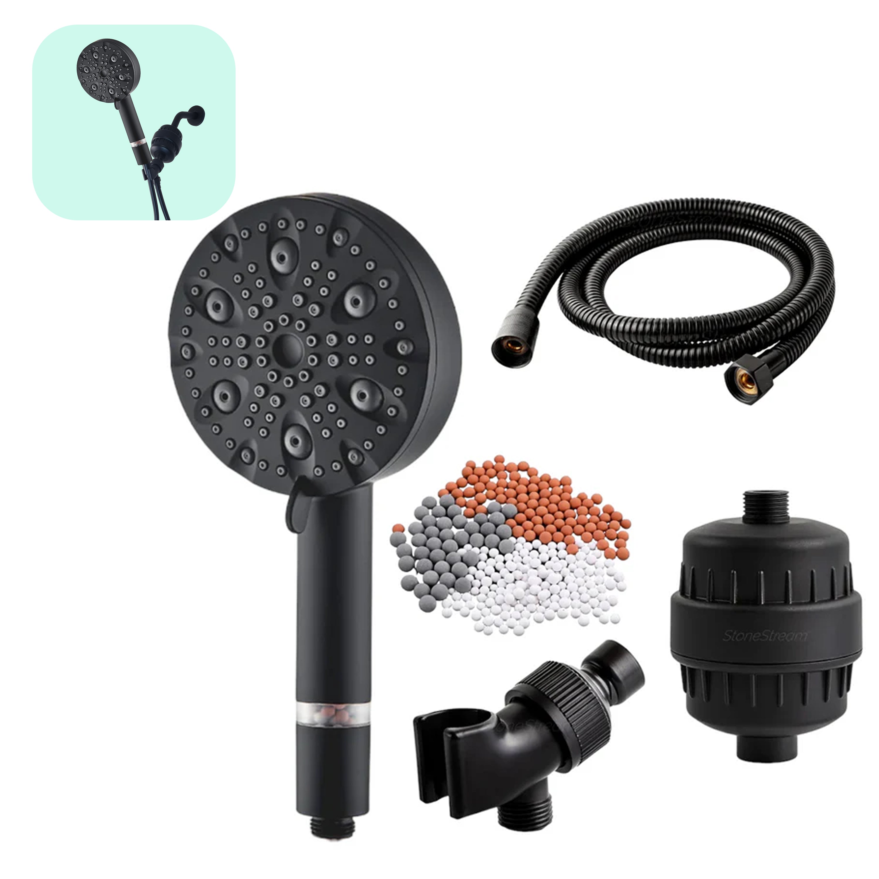 Ecolux 9 -modus høyt trykk dusjhode (filtrert)