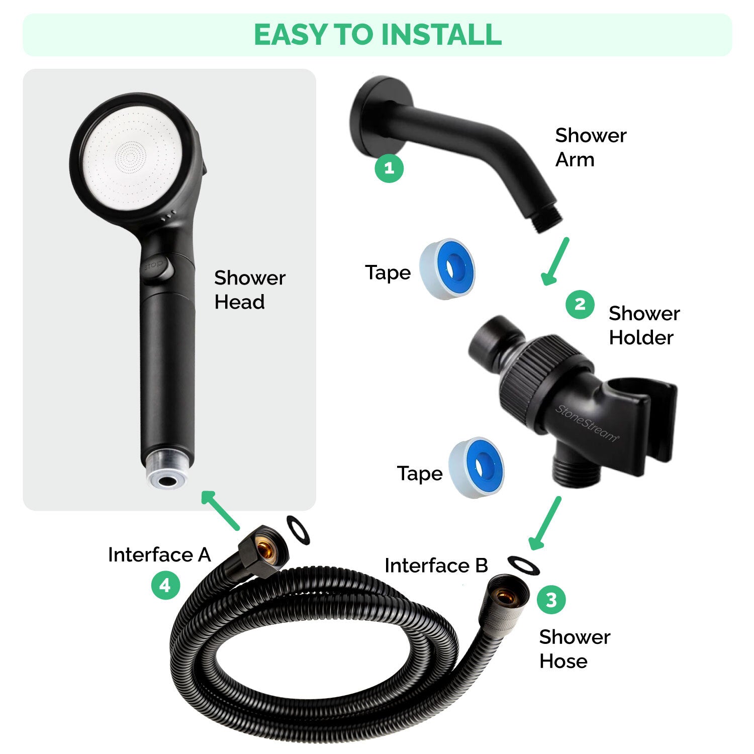 Ecolux Metallic Shower Head