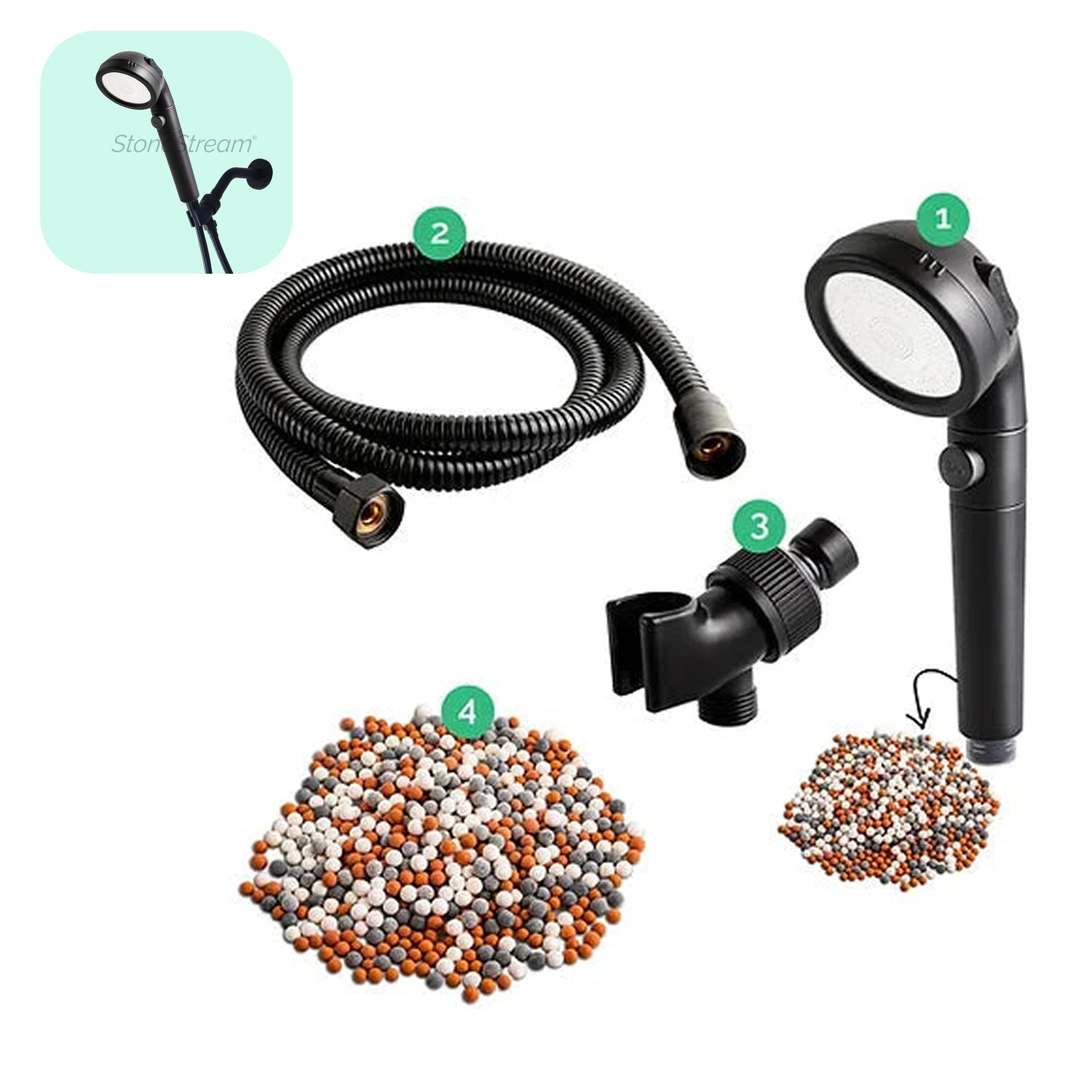 Svart Ecopower dusjhode