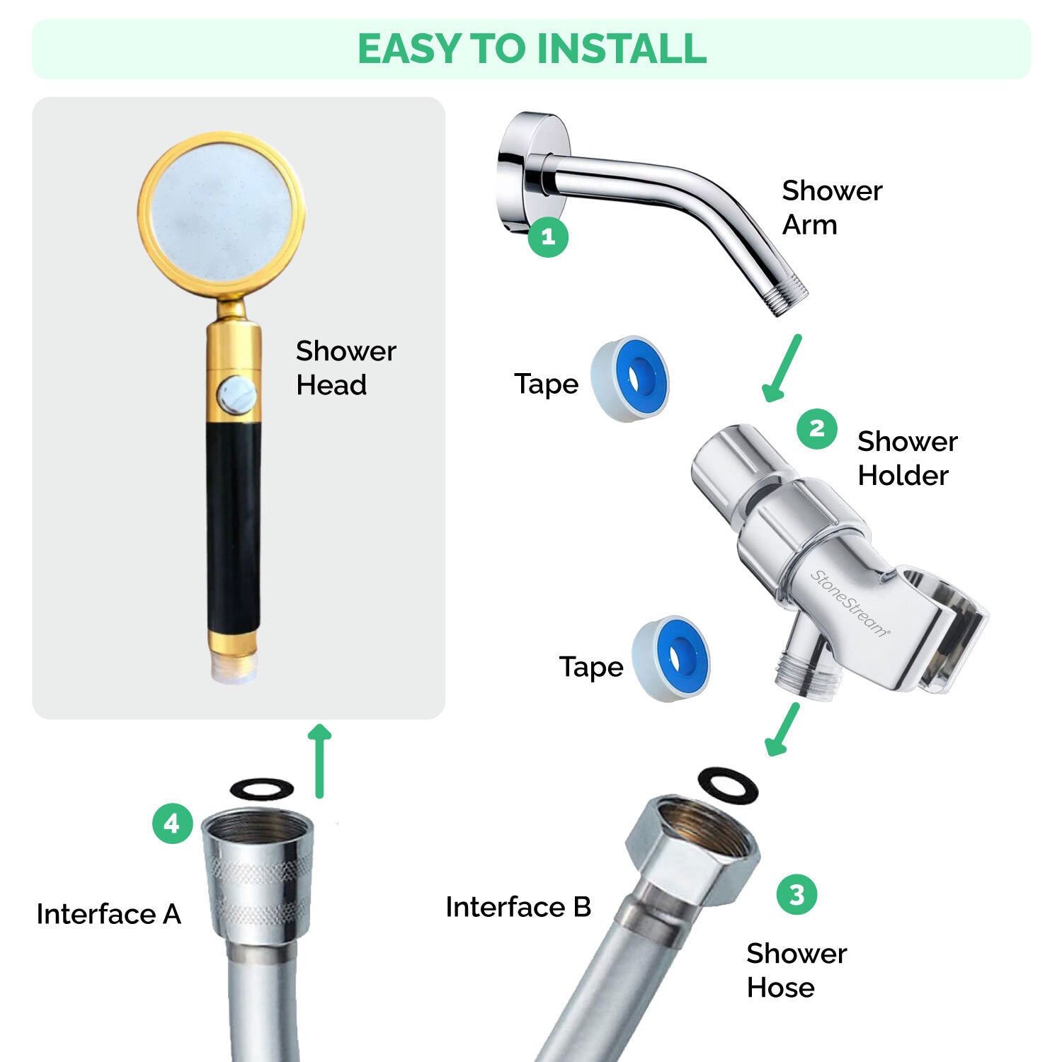 Ecolux Metallisk Dusjhode