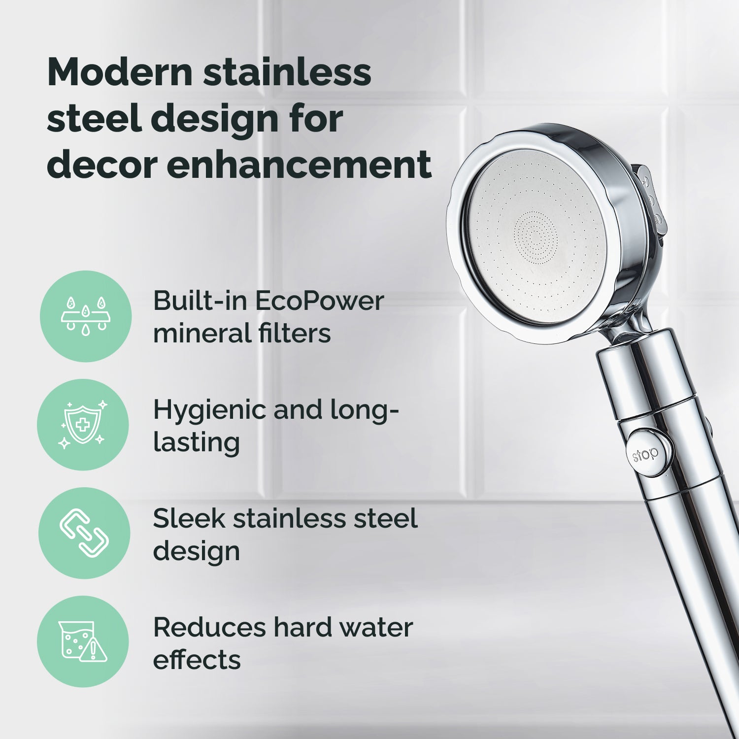 Ecolux Metallisk Dusjhode