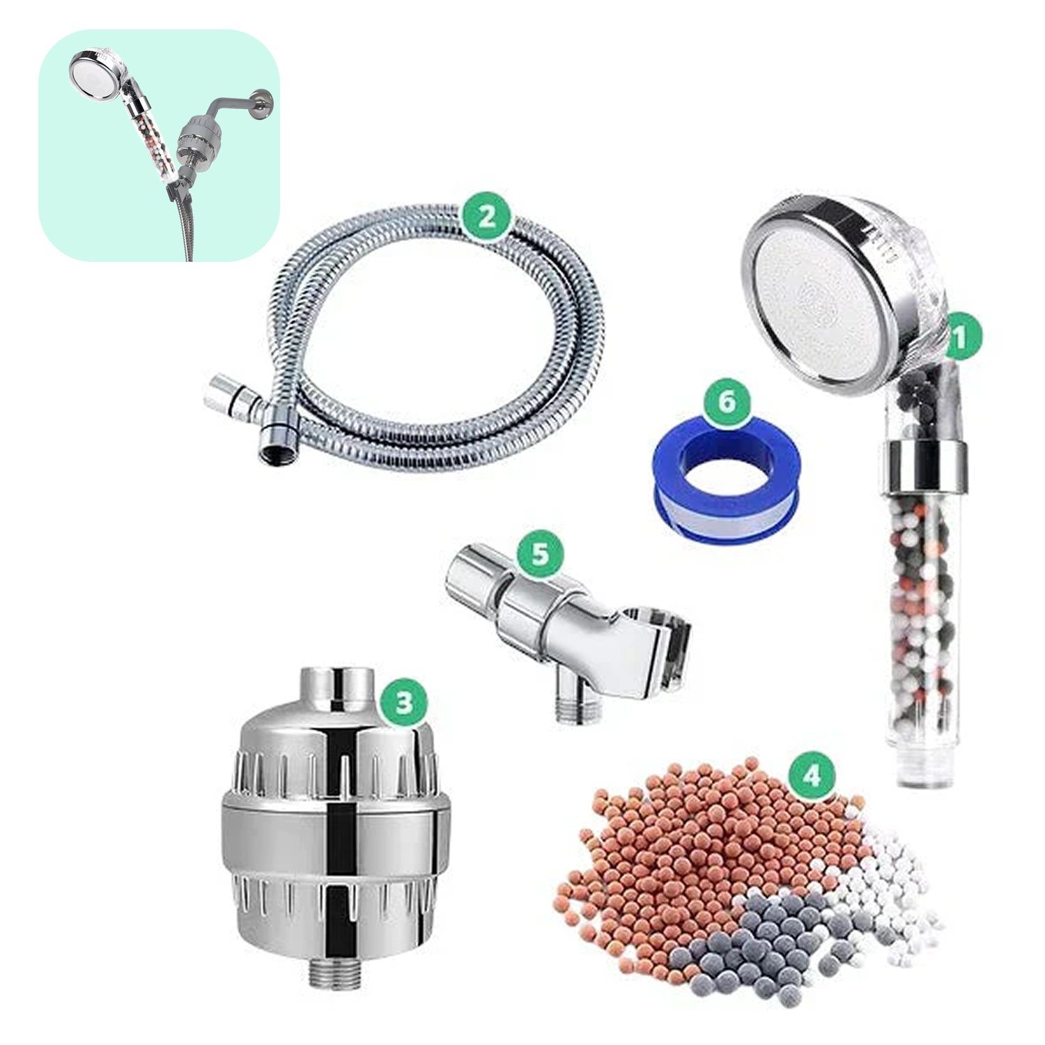 Hard vannfiltreringssett + veggadapter