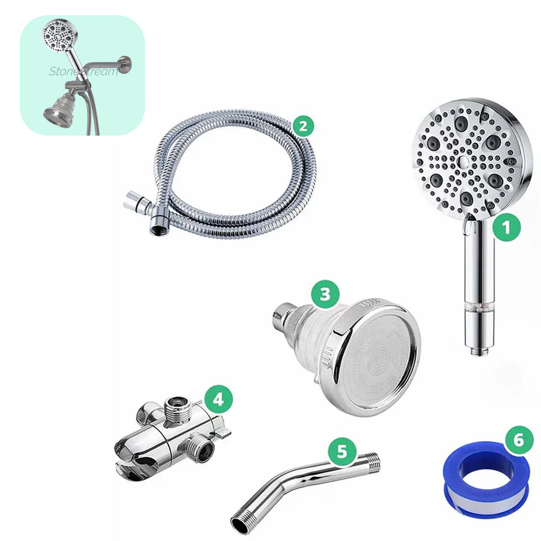 9-Mode Luxury Handheld &amp; Wall Combo Shower Head with Filtration Kit
