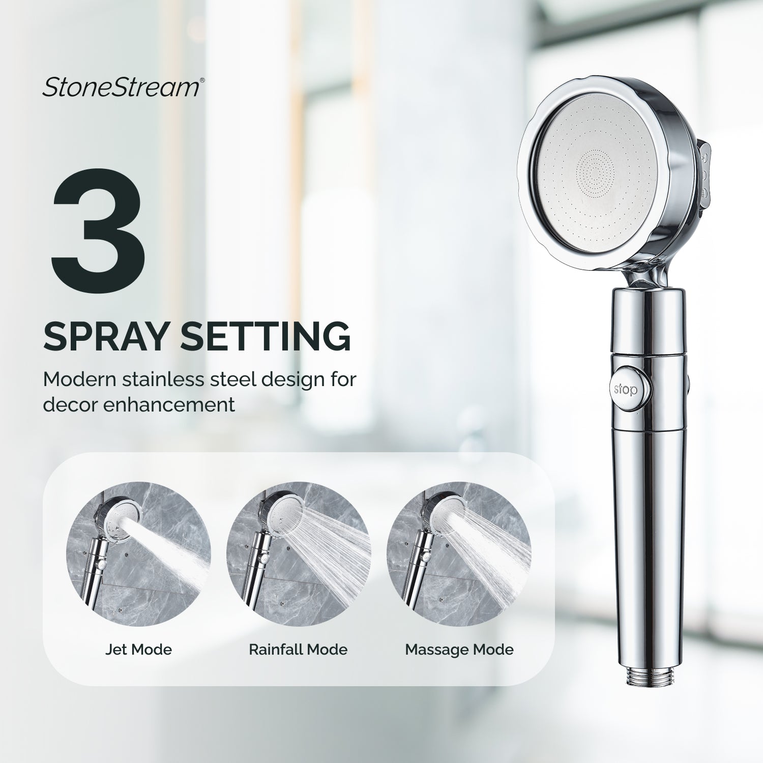 Ecolux Metallisk Dusjhode